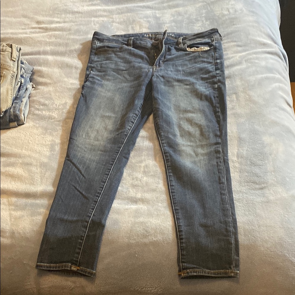 American Girl Blue Skinny Jeans with Distressed Look